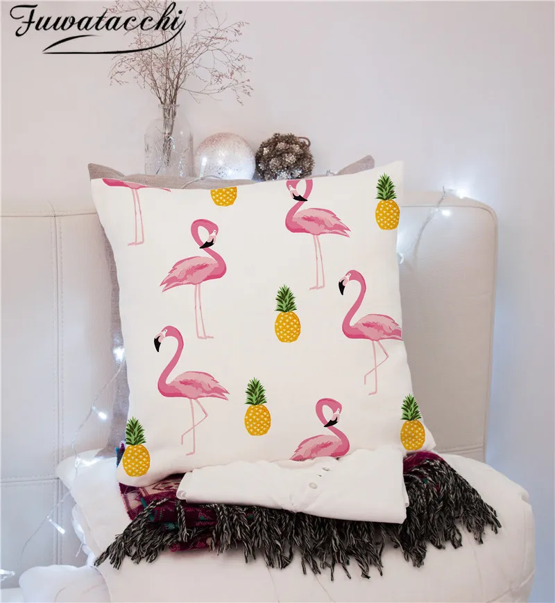 Fuwatacchi Dreamy розовые стильные чехлы на подушки рисунок Фламинго наволочка из полиэстера для домашнего дивана декоративная подушка