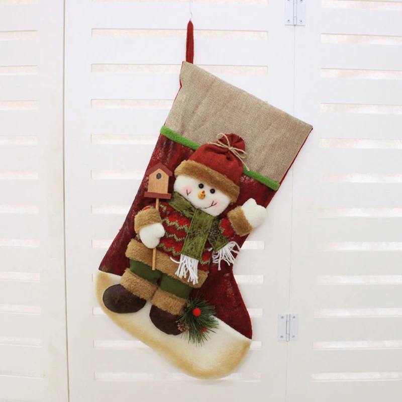 Snowman Подарочный Рождественский чулок, сумка для конфет, рождественские украшения, большие чулки, подарок для детей, рождественские украшения для дома - Цвет: Snowman