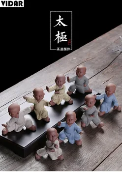 

VIDAR Creative Porcelain Carving Tai Chi Kung Fu Boy Eight Style Little Monk Ceramic Crafts Figure Little Novice Monk Doll
