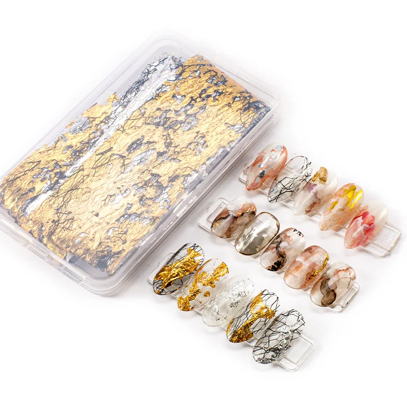 Nail Decoration Style Japanese Nail Gold Foil Net Star Paper Japanese Manicure Gold Leaf Fragment Manicure Charm Jewelry