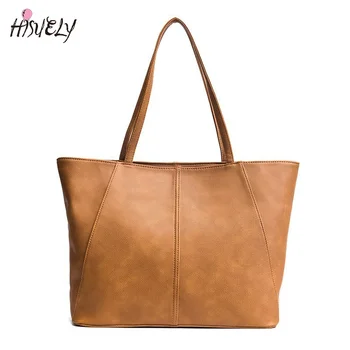 

2020 New Fashion Luxury Women PU Leather Handbag Brown Simple Shoulder Bag Large Capacity Leisure Handbags Tote Design Bag Black