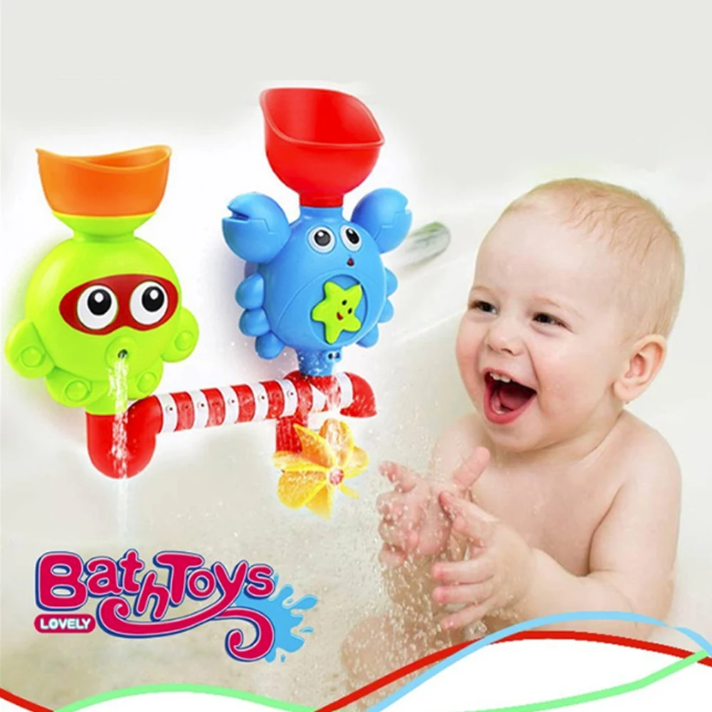 Водопад водная станция Ванна игрушка-Ванна игрушка с двумя штабелируемыми чашками фонтан вода душ игрушка для детей Дети Новинка