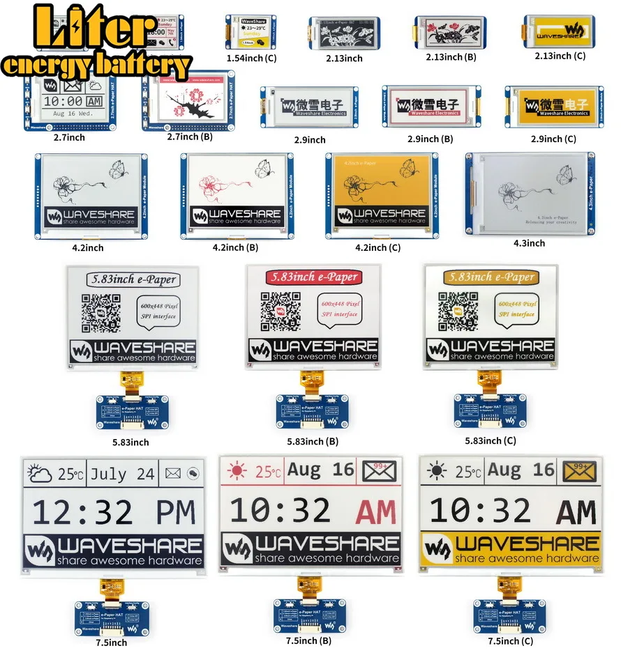 Waveshare 2 7 'E paper 264x176 дюйма E Ink display HAT для Raspberry Pi 2B/3B/Zero W цвет: черный белый интерфейс