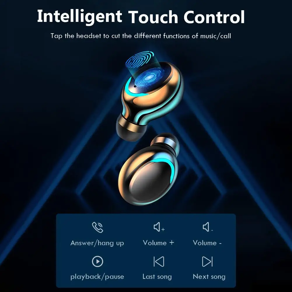TWS Wireless Earbuds 2000mAh Charging Box Bluetooth Earphones 9D Noise Reduction LED Display Sports Headsets For ios Android