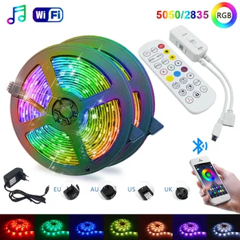 

Bluetooth Music LED Strip Light RGB 5050 SMD 2835 5M 10M 15M Flexible Ribbon luces led light DC12V with Adapter EU US UK AU