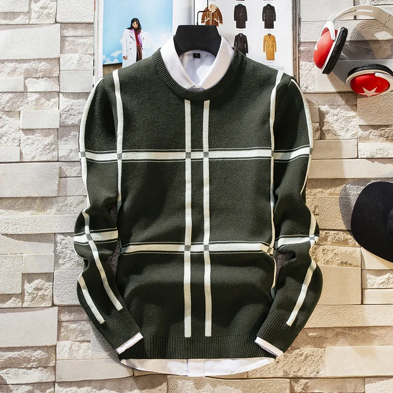 Зимний толстый клетчатый свитер для мужчин с длинным рукавом Slim Fit Мужские пуловеры наивысшего качества мужские Рождественские свитера мягкие и теплые