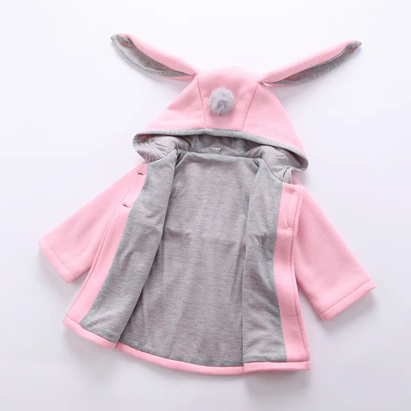 Baby Girls Jacket Autumn Winter Jacker For Girls Coat Kids Warm Rabbit Ear Hooded Children Outerwear Coat For Girls Clothes