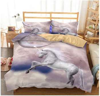 

BEST.WENSD 3D Printed Unicorn Bedding Set Duvet Cover Pillowcase Home Textile Adult Children Gift Queen King Size Bedding Set