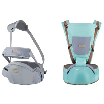 

Ainomi 1Pcs Baby Sling Carrier Walkers Waist Gray & 1Pcs Baby Hip Seat Breathable Multifunctional Blue