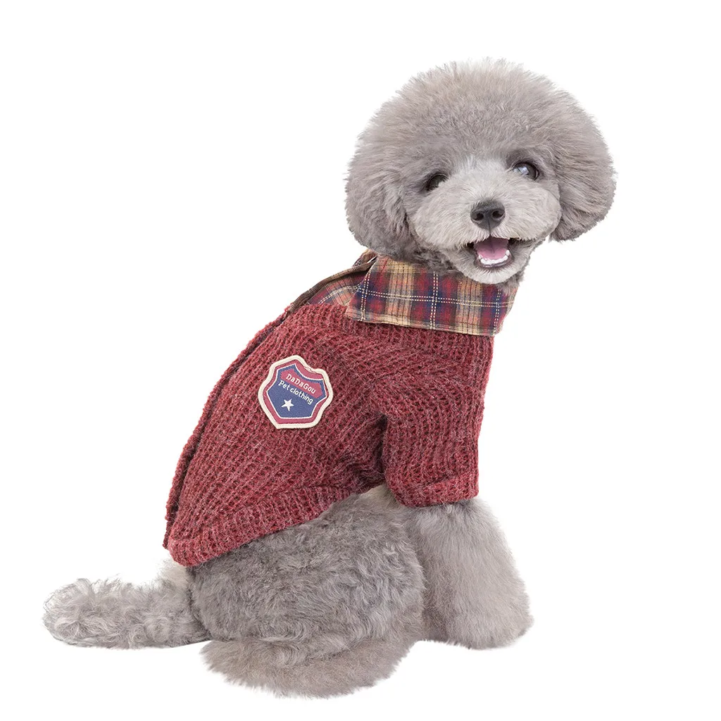 Transer Ropa Perro модный свитер с отворотом для домашних животных желтая осенняя и зимняя теплая одежда для кошек собак 19Aug21 P30