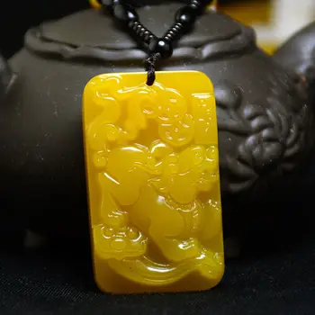 

2020 Fine Jewelry Chinese Beautiful Natural Yellow Jade Hand-Carved Pi Xiu Luck Amulet Pendant Free Shipping