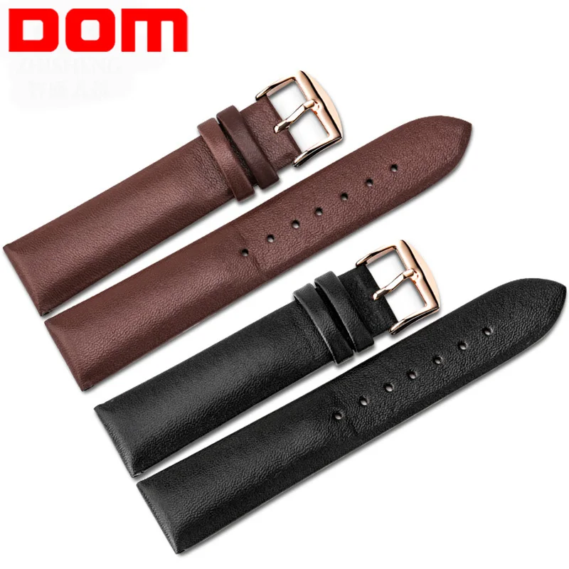 Ремешок DOM из натуральной телячьей кожи для наручных часов водонепроницаемый