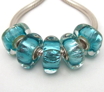 

JGWG2006 5X 100% Authenticity S925 Sterling Silver Beads Murano Glass beads Fit European Charms Bracelet diy jewelry Lampwork