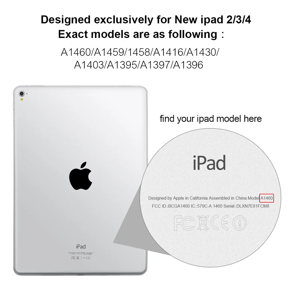 Тонкий флип чехол из искусственной кожи для iPad 2 3 4 Мягкая силиконовая задняя