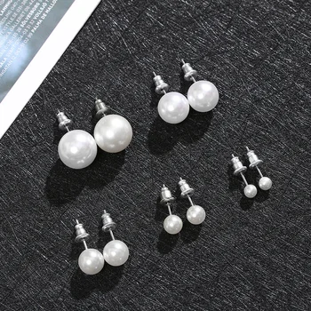 

One Pair Fashional 8mm Ear Stud Alloy Non Piercing Clip Stud Earrings Lover Jewelry Earrings Pearl Woman Simple Jewelry Gift