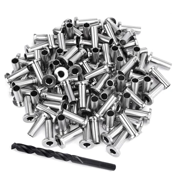 

82 Pack Protector Sleeves Grommet for 1/8 inch Cable Deck Railing Cable Sleeves Wood Post Protector with Drill Bit