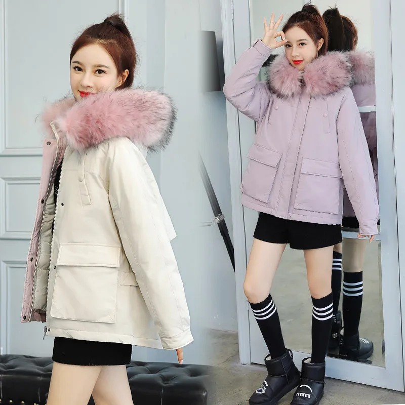 

2019 New Style down Jacket Cotton-padded Clothes Short Students Fashion Pike Large Size down Coat Women's