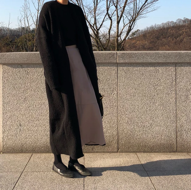 Long Cardigans Autumn Winter Women Knitted Sweater Coat Female Large Size Shawl Cape Jacket Coat Trench Parkas Solid Loose Coats