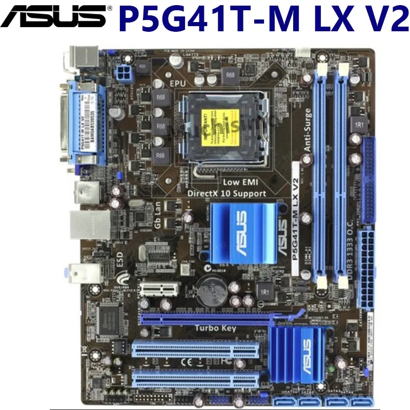 Asus P5G41T-M LX V2 100% Original Motherboard LGA 775 For Core 2 Duo DDR3 8G SATA2 VGA USB2.0 uATX Mainboard Desktop Used