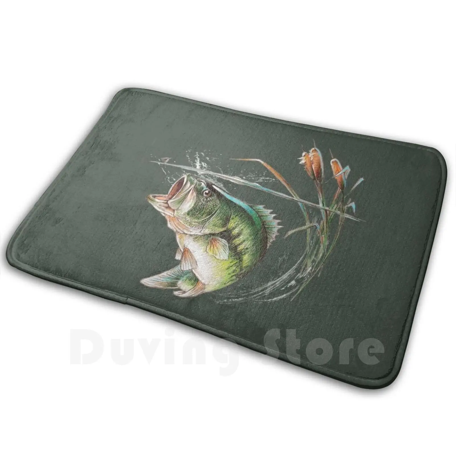 Bass Sketch Carpet Largemouth Fish Fishing Wildlife Freshwater | Дом и сад
