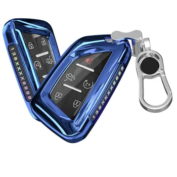 

High Quality Soft TPU Car Key Case For Cadillac CT5 XT5 2019 2020 New Model With Anti-Lost Mobile Phone Number Plate