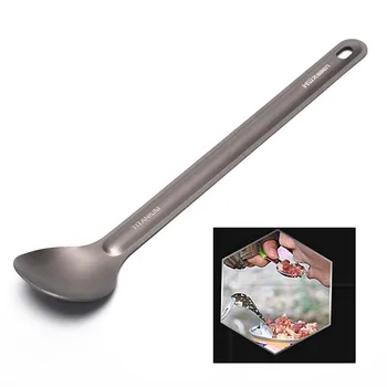 

New Outdoor Camping Picnic Titanium Spoon Tableware Titanium Alloy Fork Ultralight Pure Titanium Spork