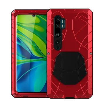 

For Xiaomi Mi Note 10 10 pro Phone Case Hard Aluminum Metal Tempered Glass Screen Protector Heavy Duty Cover for Xiaomi Note 10