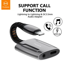 Mcdodo Aux kabel Audio Adapter połączenia do 3.5mm Jack Audio słuchawki słuchawki konwerter Splitter dla IPhone ładowarka Adapter OTG