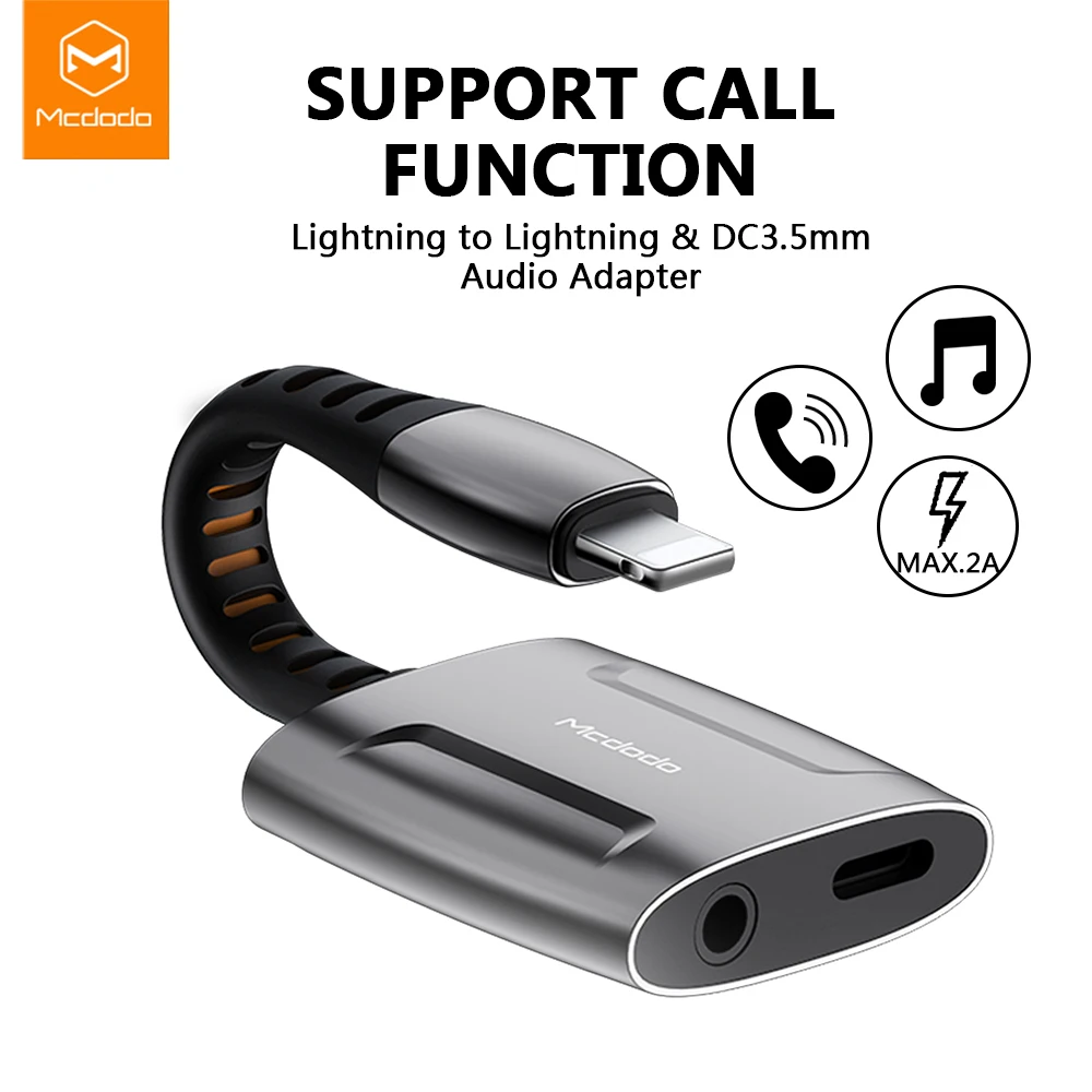 Mcdodo Aux Audio Cable Call Adapter To 3 5mm Jack Audio Earphone Headphone Converter Splitter for IPhone Charger Adapter OTG