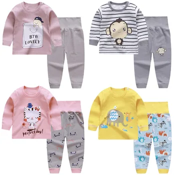 

2020 New Children Pajamas Set High Waist Autumn Cotton Home Clothing Warm Nightwear Sleep SuitBoys And Girls Clothing Homewear