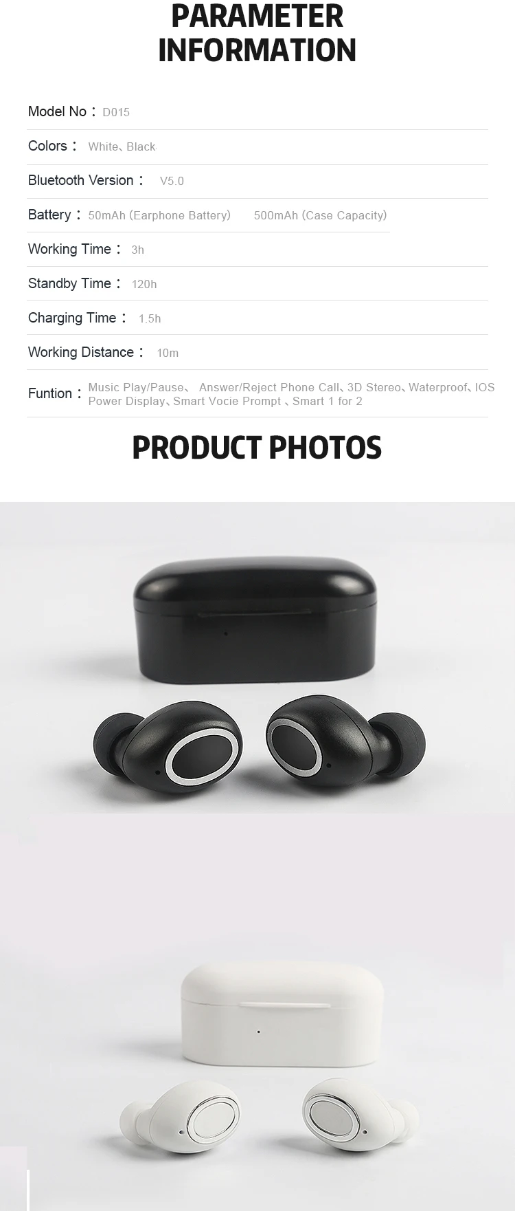 TWS Bluetooth V5.0 Наушники Беспроводные сенсорные вкладыши с зарядным чехлом спортивные стерео звук бас Музыка наушники для смартфона