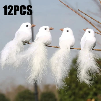 

20PCS Foam Bird Ornament Fake White Pigeon Ornaments Artificial Doves Model For Garden Yard Decoration Crafts