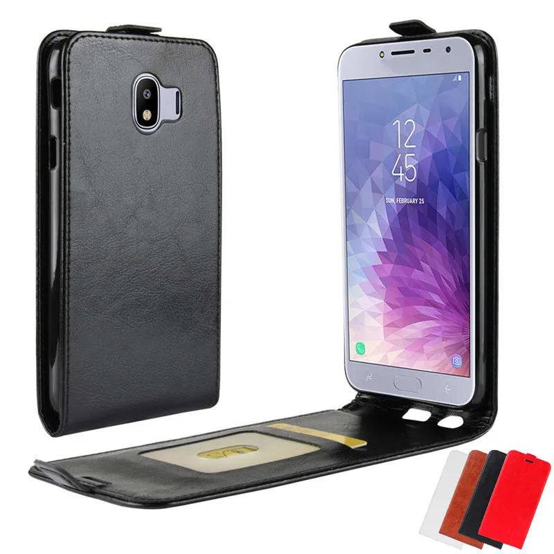 Кожаный чехол для Samsung Galaxy J4 J400 J400F Вертикальный флип кейс 5 чехлы телефонов ТПУ