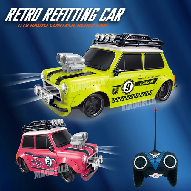 27MHz RC Car 1:18 Retro Refitting MINI Car 4 channel Remote Control Car  High Speed Light Modified vehicle Model Car Toy For Kids - AliExpress