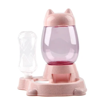 

Hot Sale Automatic Drinking Water Feeder Pet Double Bowl Set Dog Food Set with Bottle Grain Storage Barrel