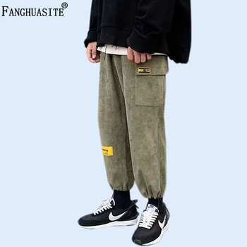 

High quality Men's Corduroy Pants Black gray green Autumn Winter Men Casual Pants 2019 Loose jogging Corduroy Sweatpants Men