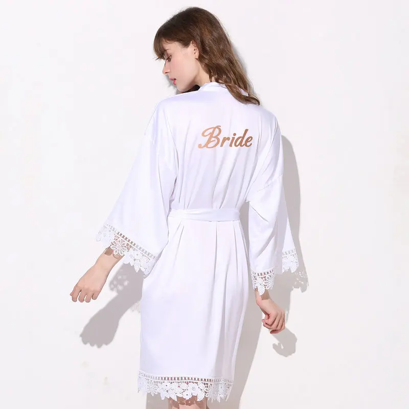 YUXINBRIDAL румяный халат невесты шелковистый матовый атласный кружевной свадебный халат свадебный подарок халат кимоно Пижама