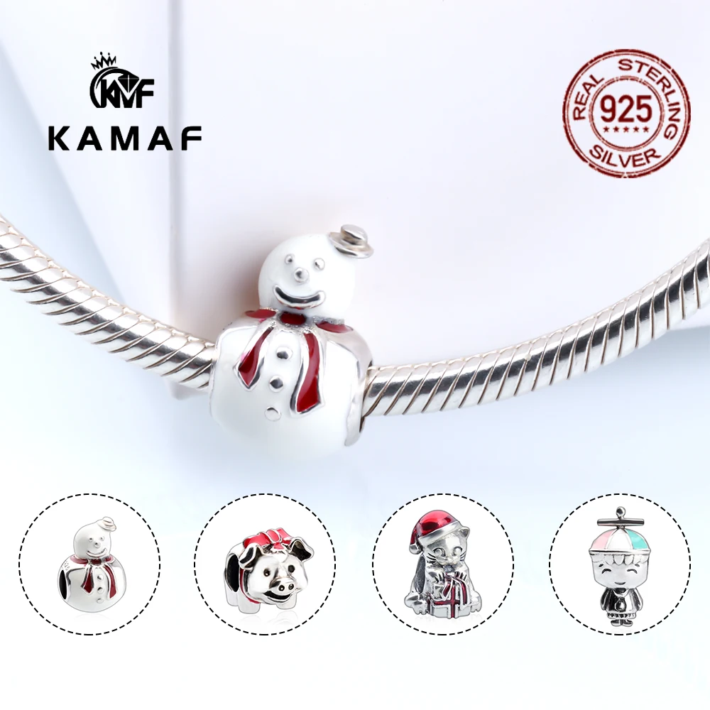 

100% S925 Silver Beads, Christmas Snowman Bracelet Beads, Piglets and Kittens Separate Beads Sterling Silver, Little Boy Beads