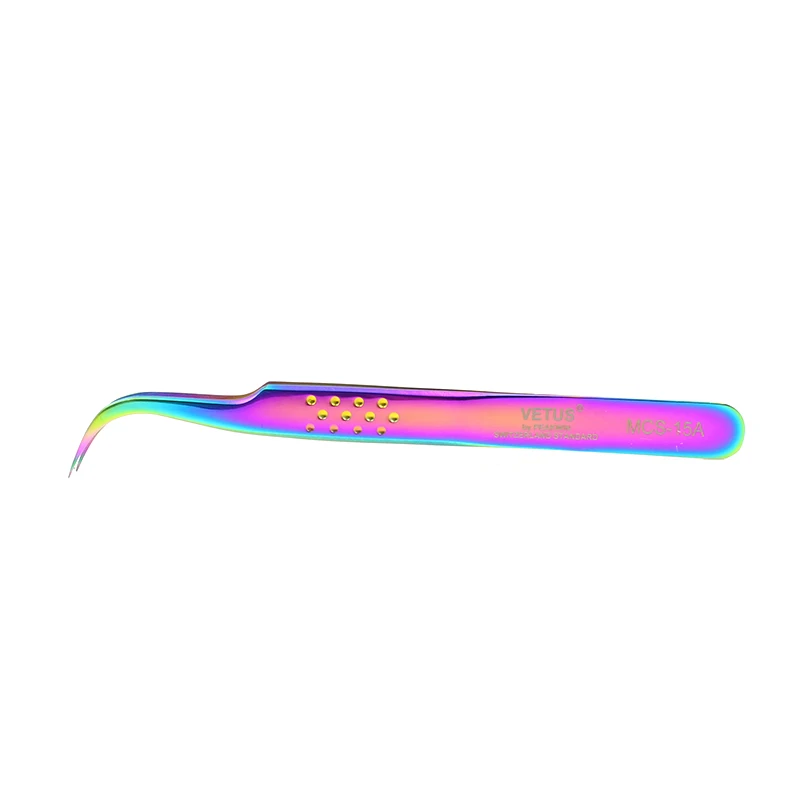 Vetus MCS серия Пинцет для ресниц 3D 6D объемное наращивание ресниц супер тонкий кончик отличное закрытие бровей Пинцет - Цвет: mcs 15A multicolor