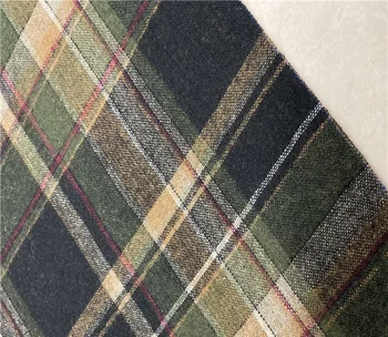 

Free ship dark green and other color check weaved woolen fabric 59" wide