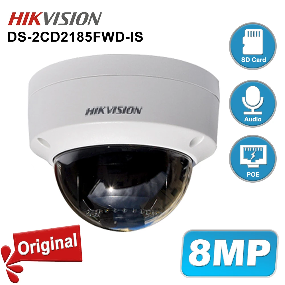 Hikvision оригинальный DS 2CD2185FWD IS 4K 8MP объектив с фиксированным фокусным расстоянием