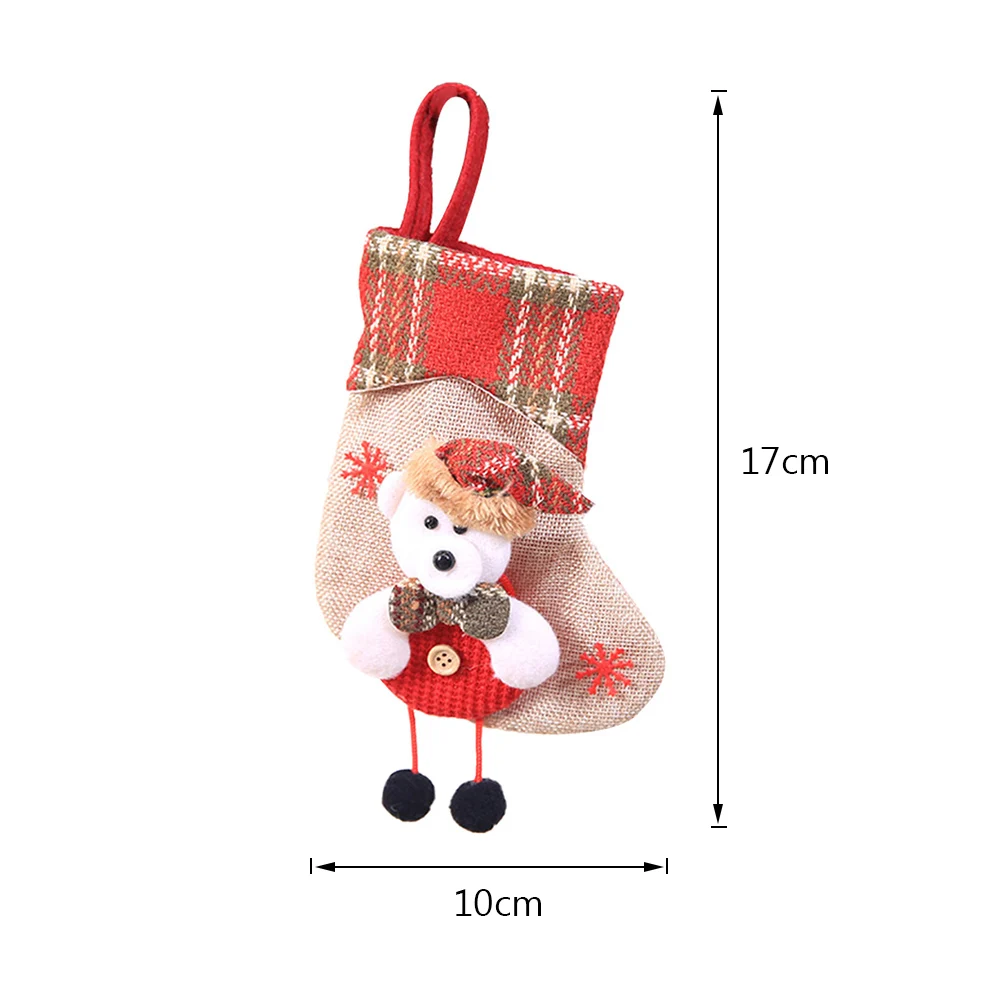 Santa Claus Sock Gift Christmas Stockings Hanging Ornaments Gift Holders Kids Candy Bag Xmas Christmas Tree Decorations - Цвет: 1PC C