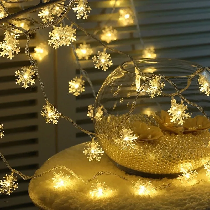 10 20 40 80 светодиодов Рождественские снежинки гирлянда сказочные огни украшения для рождественской елки украшения Рождественские украшения для дома, Q - Color: Warm White