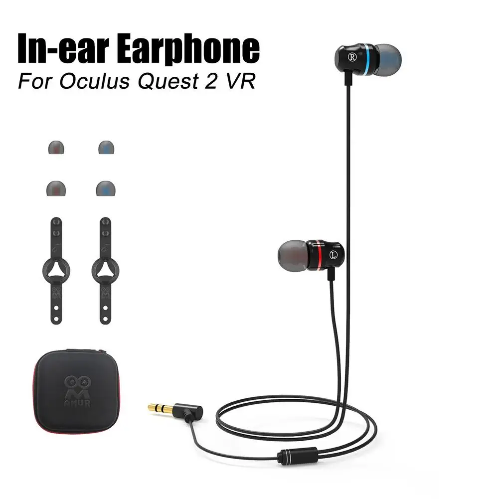 

VR Accessories For Oculus Quest 2 VR Headset Replacement Wired In-ear Earphone with S/M/L Silicone Earbuds Caps & Wire Organizer