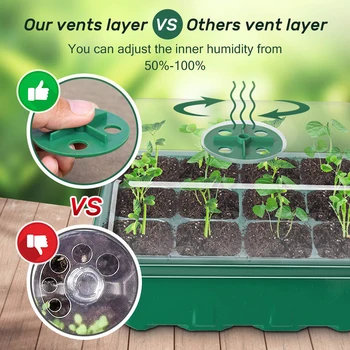 

4PCS Plastic Seed Trays Seedling Starter Tray Germination Trays with Holes Lid Mini Propagator with Humidity Dome Plant Starter