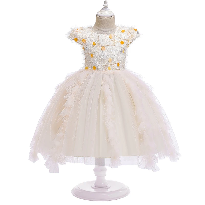 New Style Tassel Sequin Princess Dress Lace Costumes For Fit Kids Birthday Theme Party Dress Performance Ball Gown