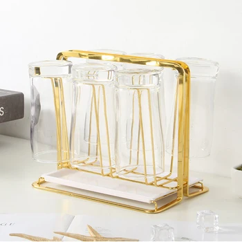 

Baffect Drainer Mug Tree Organizer with Tray Metal Holder Shelf for Cups Drain Organiser 6 Racks Stand Drying Kitchen Accessory