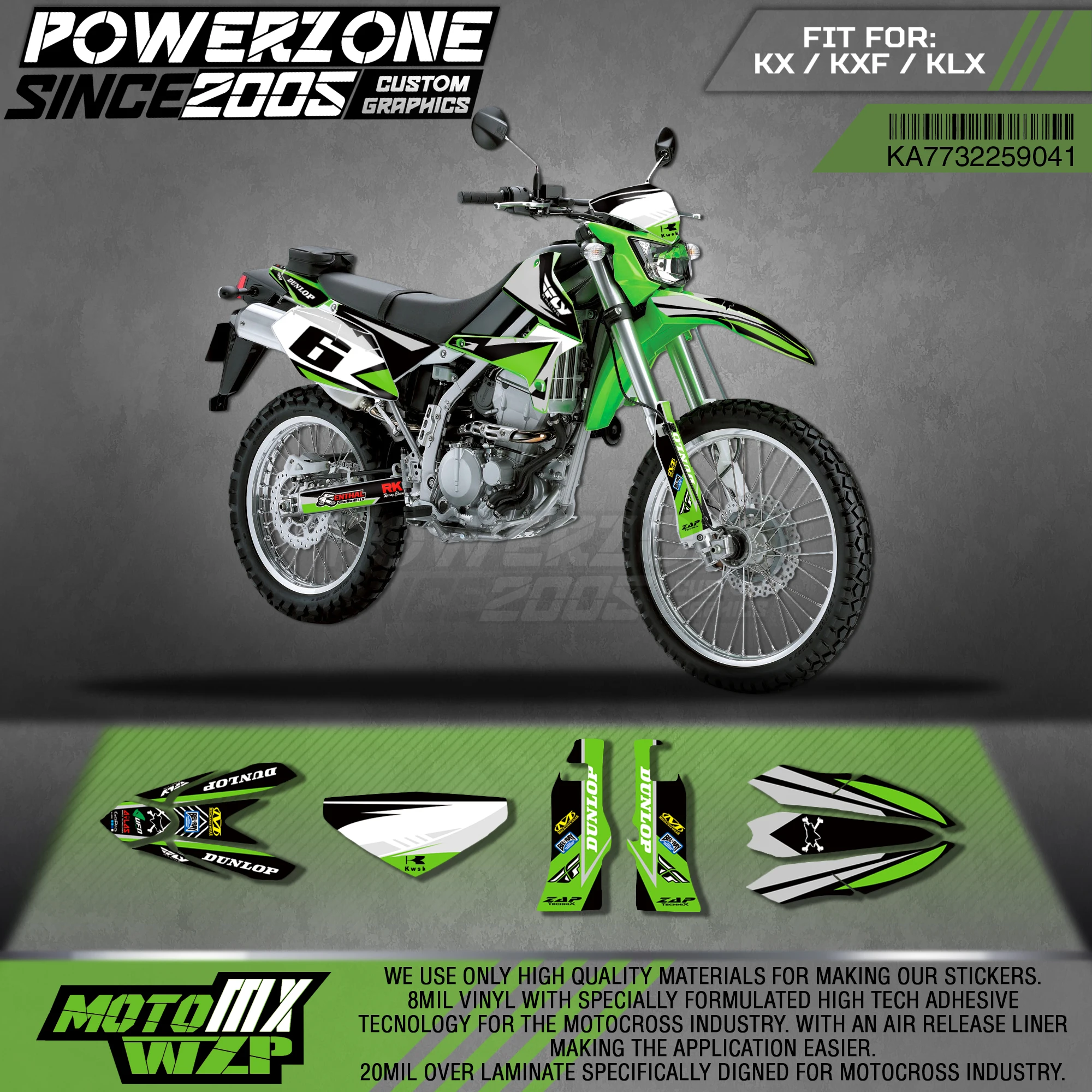 Персонализированные графические наклейки PowerZone Team 3M Набор наклеек для Kawasaki