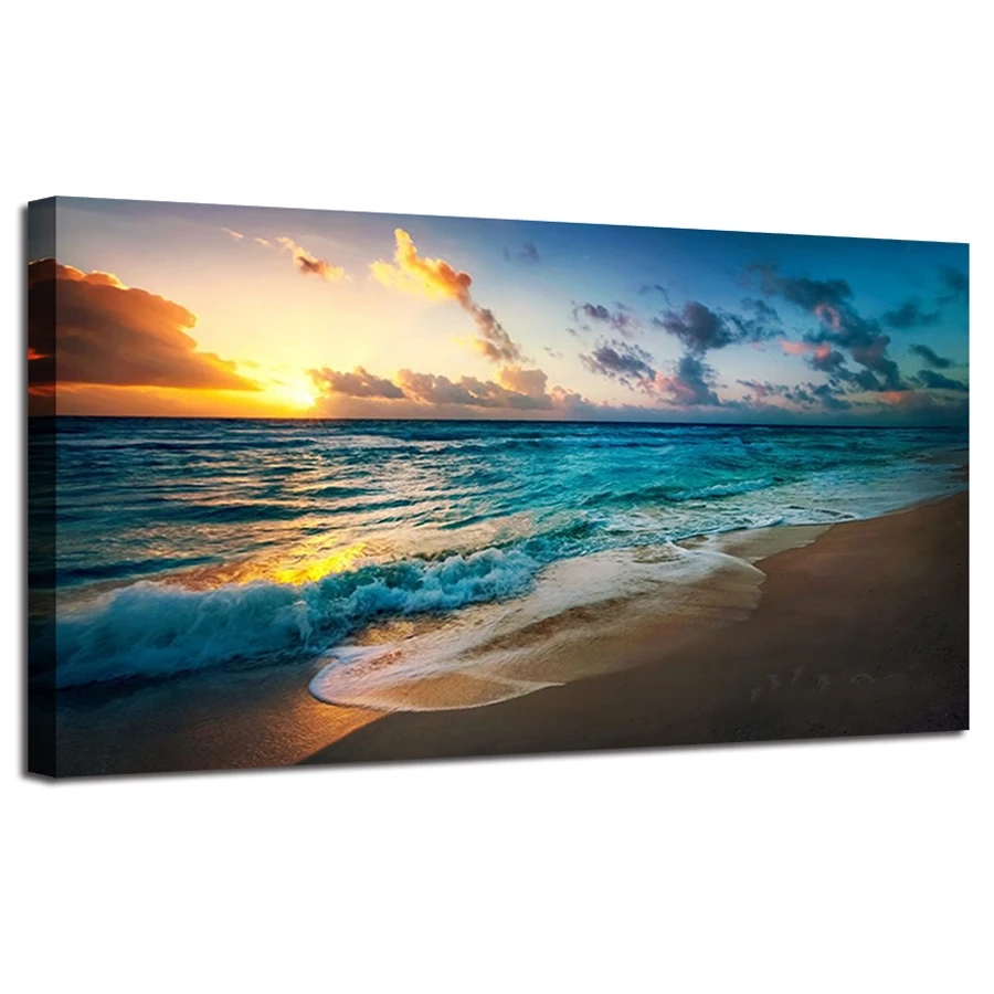 Large DIY Diamond Painting Beach Sunset Seascape Diamond Embroidery Cross Stitch Full drill square round mosaic sticker Decor_副本