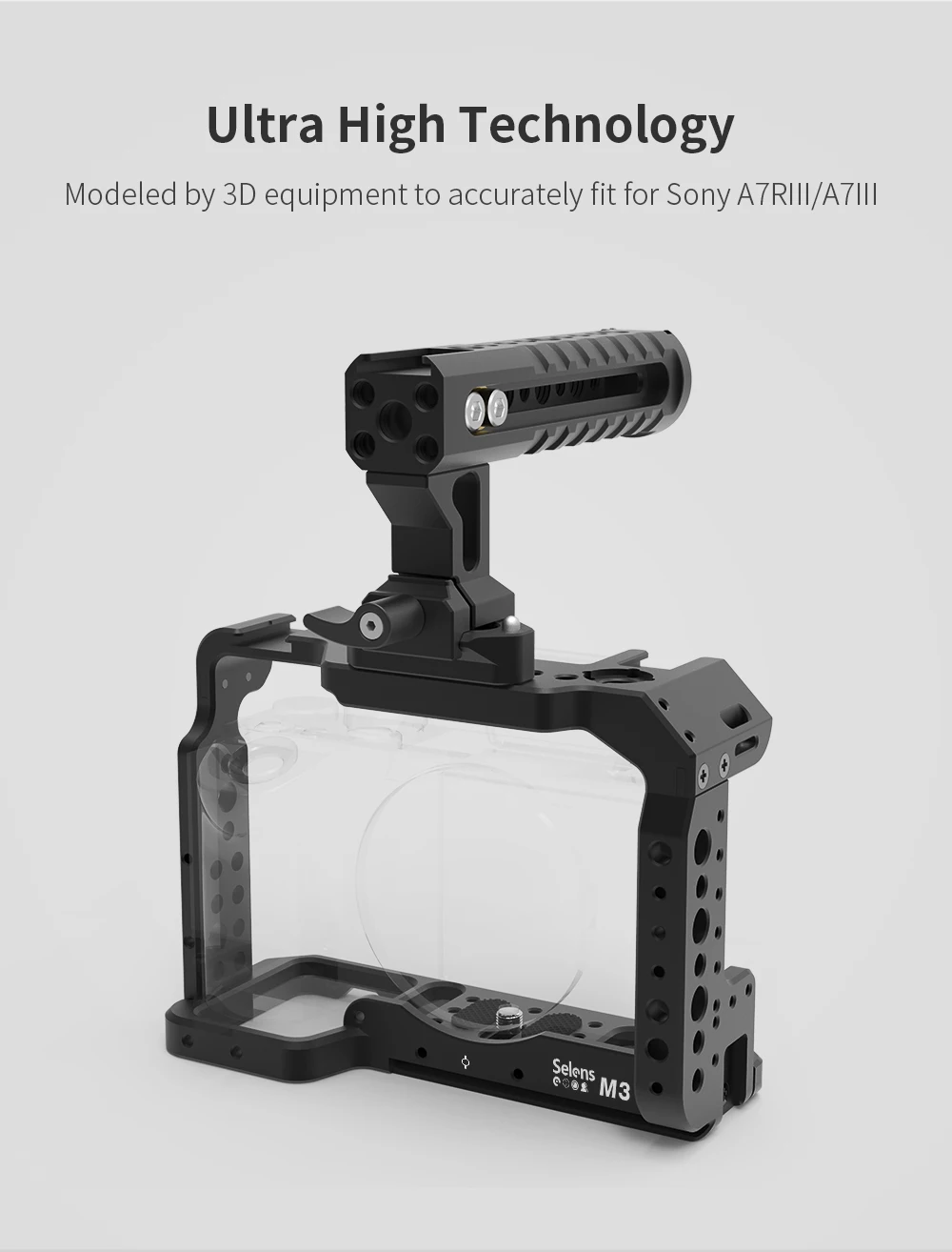 Selens A7iii A7R3 A7M3 Aluminum Alloy Cage Rig Cold Shoe Mount Stand Protective